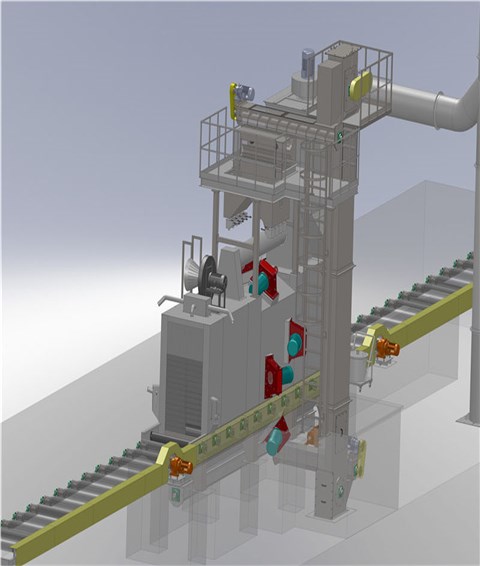 H型钢结构辊道通过式抛丸清理机